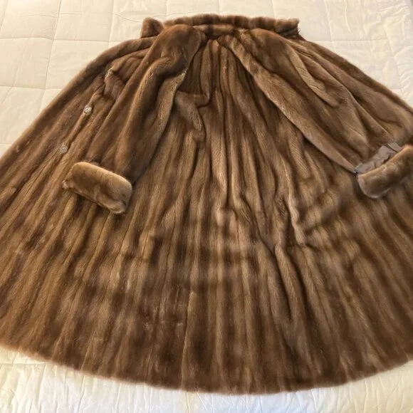 Vintage Royal Samink Real Fur Full-length Brown Coat, Wasserman & Son - Picture 5 of 12